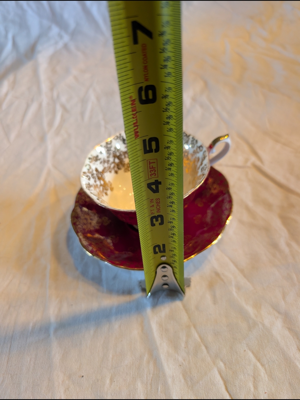 2/60$ Royal Albert Red and Gold Teacup with Saucer - Picture 8 of 8